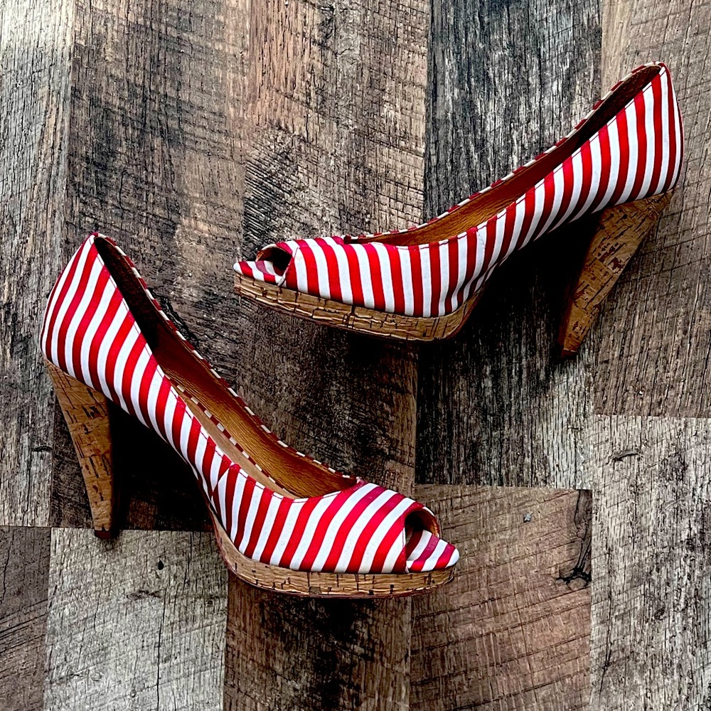 Michael Kors Red Stripe CORK heels